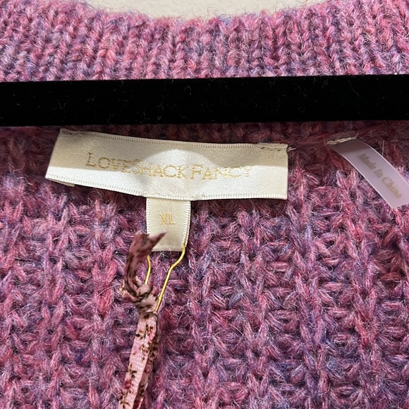 LoveShackFancy Ridge Embroidered Recycled Knitted Sweater Jumper Size XL Magenta - Picture 10 of 13